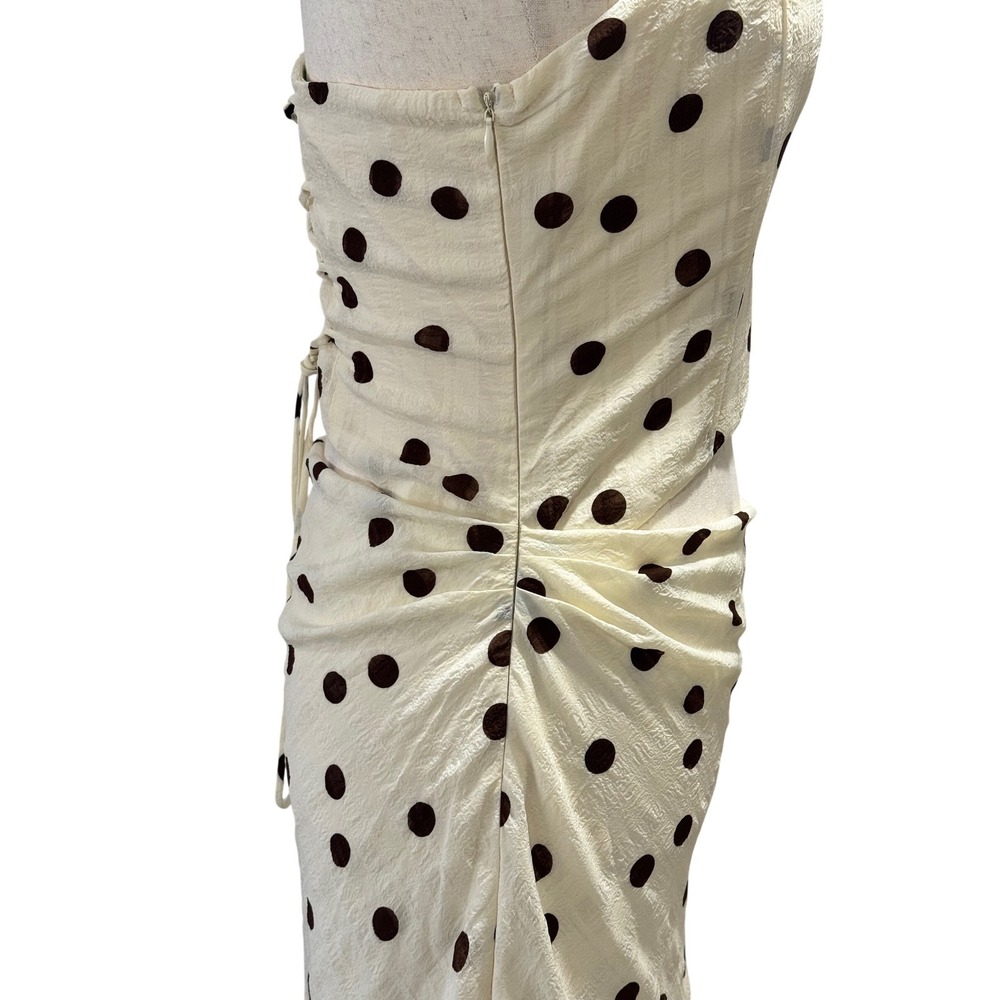 Princess Polly Polka Dot Jasira Strapless Lace Up Cut Out Maxi Ivory Brown 10 - Picture 6 of 8